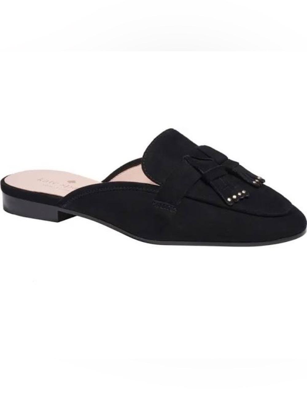 kate spade Black Tassel Berkeley Mule with Stud Detail